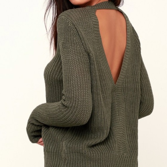 Lulus Sweaters - Lulu’s olive green cutout back knit sweater